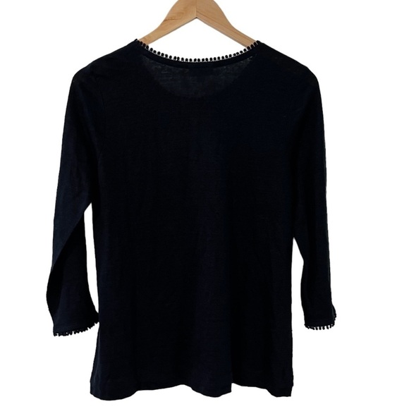 NWT J. Jill Love Linen Navy Blue Bobble Knit Top - Picture 2 of 7
